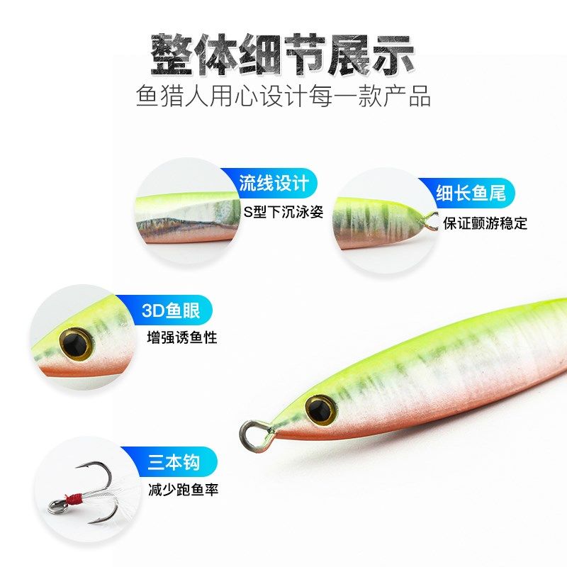 鱼猎人战斧海钓铅鱼全泳层路亚饵假鱼鲅鱼饵超远投硬饵仿生毛钩饵,淘宝优惠券,粉丝福利购,淘宝优惠卷