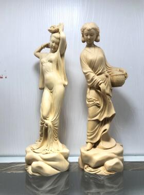 黄杨木雕刻中国古代四美经典人物石子王昭君貂蝉白杨玉环收藏饰品