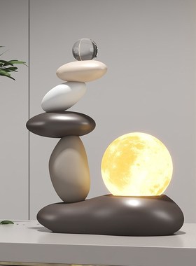石来运转桌面小摆件氛围灯小夜灯水晶球家居软装饰品乔迁开业礼品