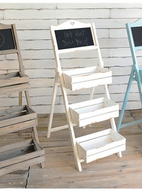 美式田园立式黑板装饰品置物架摆件创意三层店铺橱窗花架工艺品