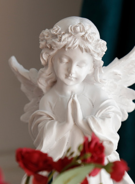 北欧复古祈祷少女天使雕像摆件家居客厅桌面摆设软装饰品拍照道具