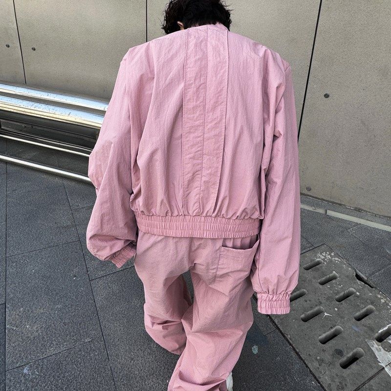 2024春季时尚小众结构设计感立领夹克男层次皱褶阔腿长裤两件套潮,淘宝优惠券,粉丝福利购,淘宝优惠卷