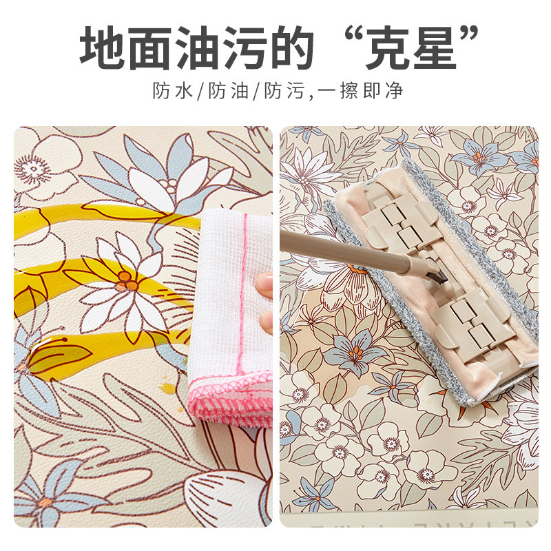奶油风厨房地垫防水防油皮革脚垫可擦免洗防污长条防滑地毯高级感,淘宝优惠券,粉丝福利购,淘宝优惠卷