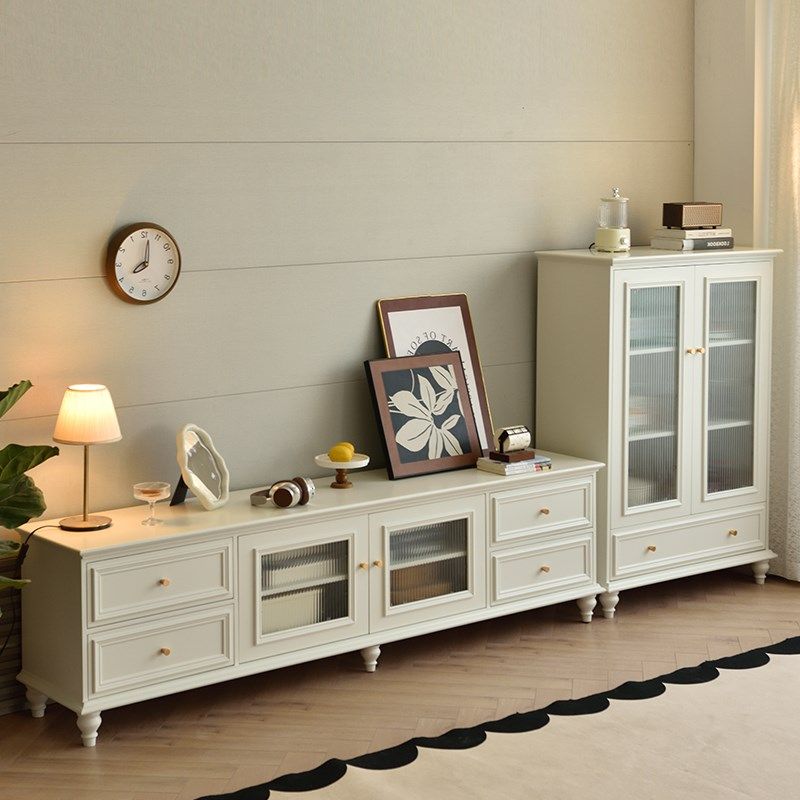美式实木电视柜茶几组合复古简约白色美式乡村客厅落地电视机柜,淘宝优惠券,粉丝福利购,淘宝优惠卷