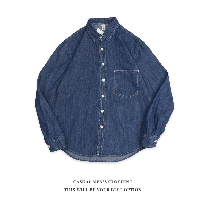 水洗棉长袖牛仔衬衫男内搭春夏季复古做旧薄款外套情侣衬衣男女装,淘宝优惠券,粉丝福利购,淘宝优惠卷