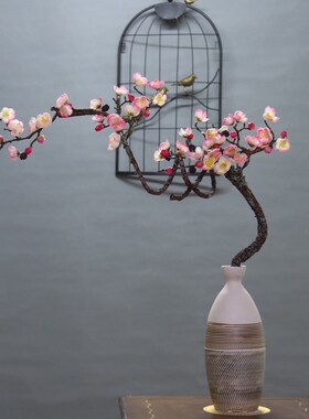 中式仿真梅花傲骨腊梅陶瓷花瓶玄关摆件客厅假花摆设餐桌花束装饰
