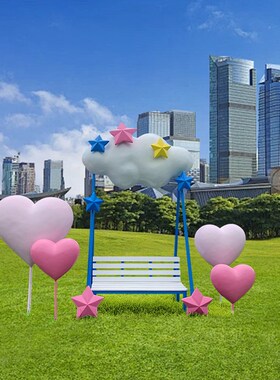 户外景区网红爱心大摆件秋千座椅玻璃钢雕塑拍照打卡民宿商场装饰