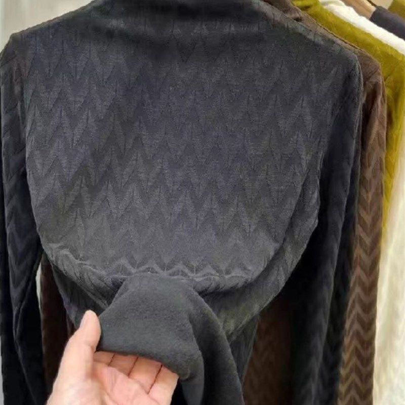 高级感提花德绒半高领打底衫女秋冬新款大码女装修身内搭加绒T恤,淘宝优惠券,粉丝福利购,淘宝优惠卷