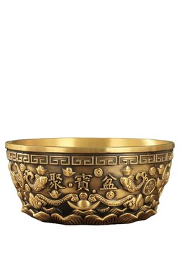 纯铜聚宝盆摆件招财聚财加厚守财盆金碗五福铜碗家居店铺开业礼品