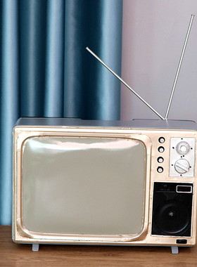 老式黑白电视机留声机收音机模型酒吧餐厅橱窗道具装饰复古怀旧摆