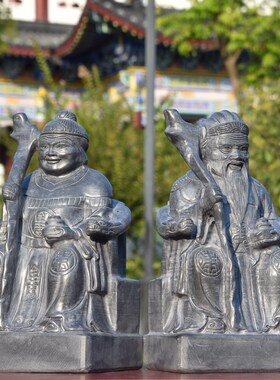 供奉石雕土地公土地婆神像摆件天然青石福德正神石头土地爷土地奶