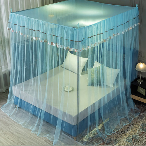 蚊帐双开门公主风方顶落地宫廷支架1.5米1.8m床加密加厚双人家用 - 图1