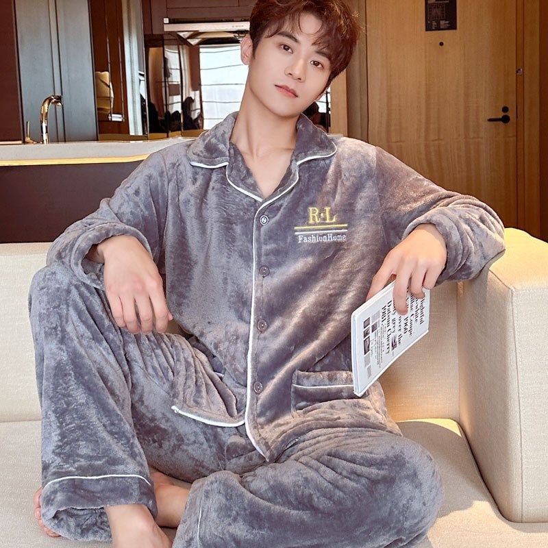 睡衣男冬季加厚加绒法兰绒套装中老年加肥加大码外穿家居服春秋季,淘宝优惠券,粉丝福利购,淘宝优惠卷