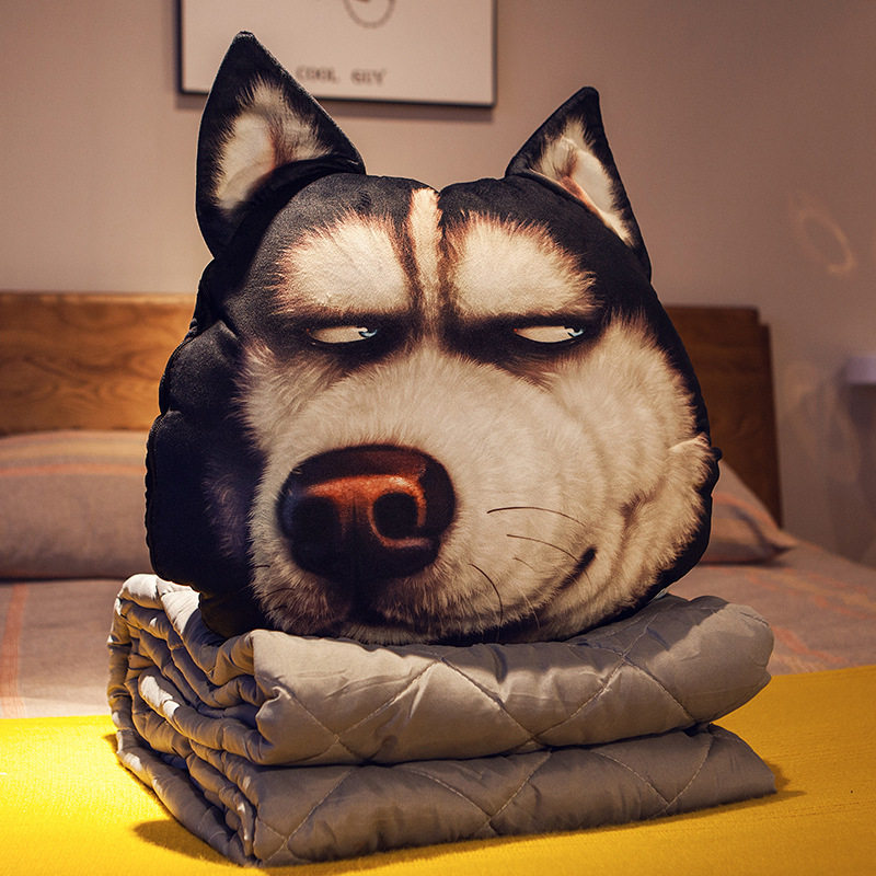 哈士奇抱枕被子两用睡觉男生款午睡小被子枕头折叠办公室靠枕靠垫,淘宝优惠券,粉丝福利购,淘宝优惠卷