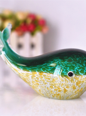 琉璃玻璃鲸鱼艺术品动物摆件北欧家居装饰电视柜创意生日情侣礼物