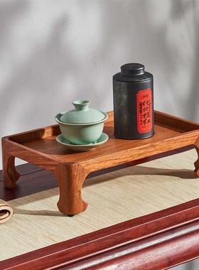 缅花独板托盘酒店居家放茶杯水果盘子配干泡台长方形创意餐盘承盘