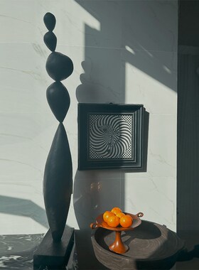 侘寂风复古实木抽象雕塑摆件大型落地玄关竖高木雕艺术品装饰摆放