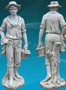 欧式玻璃钢人物雕塑艺术品客厅户外落地摆设可定制作西部牛仔水果