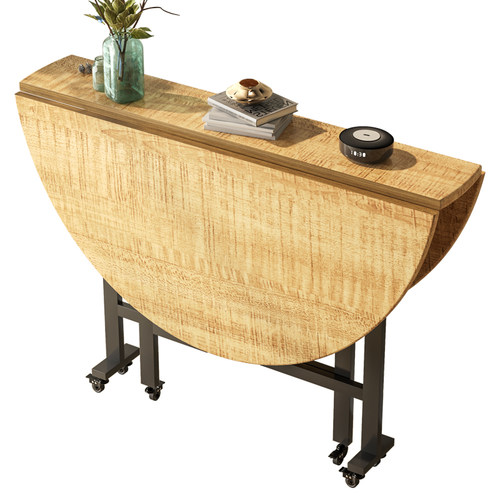 家用餐桌大圆桌餐厅可方可圆饭桌可折叠带转盘伸缩圆桌聚餐折叠桌 - 图3