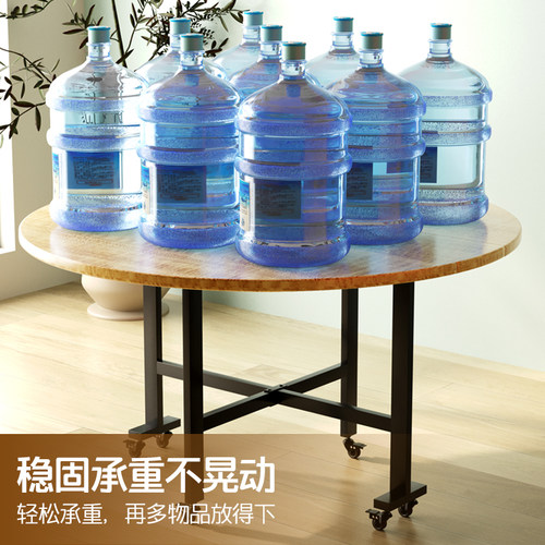 家用餐桌大圆桌餐厅可方可圆饭桌可折叠带转盘伸缩圆桌聚餐折叠桌 - 图2