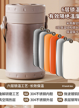 食品级不锈钢保温饭盒饭桶上班族便携超长夏季家用保温桶大容量多