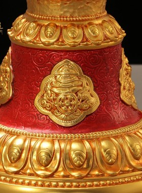 手摇转动轮底座转金筒底托八吉祥藏族家用桌面摆件莲花底座黄铜