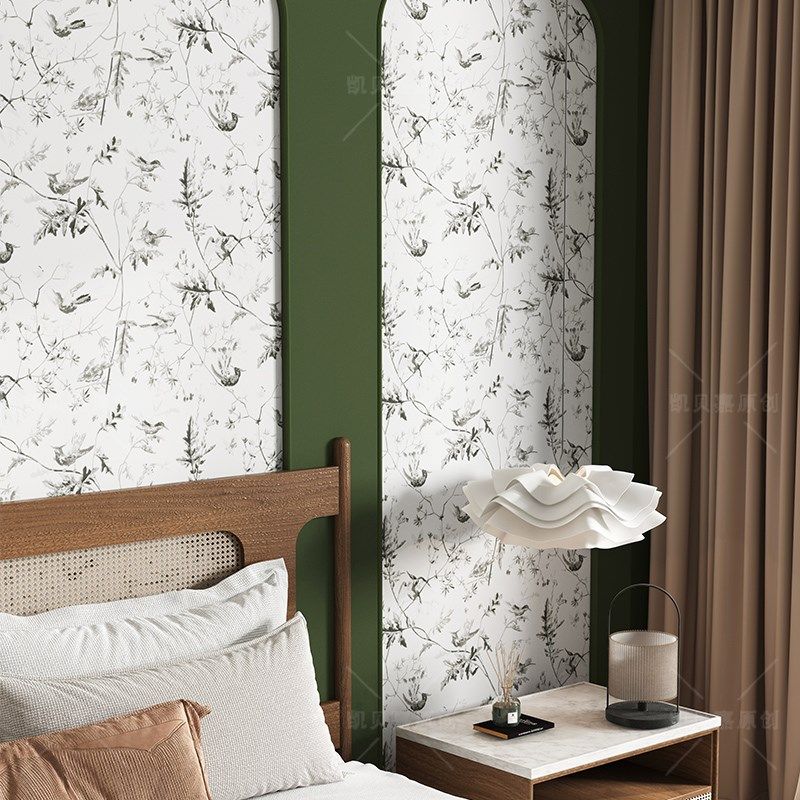 法式复古南洋风装饰灰色燕子壁纸翻新墙面背景墙自粘贴纸防水pvc,淘宝优惠券,粉丝福利购,淘宝优惠卷