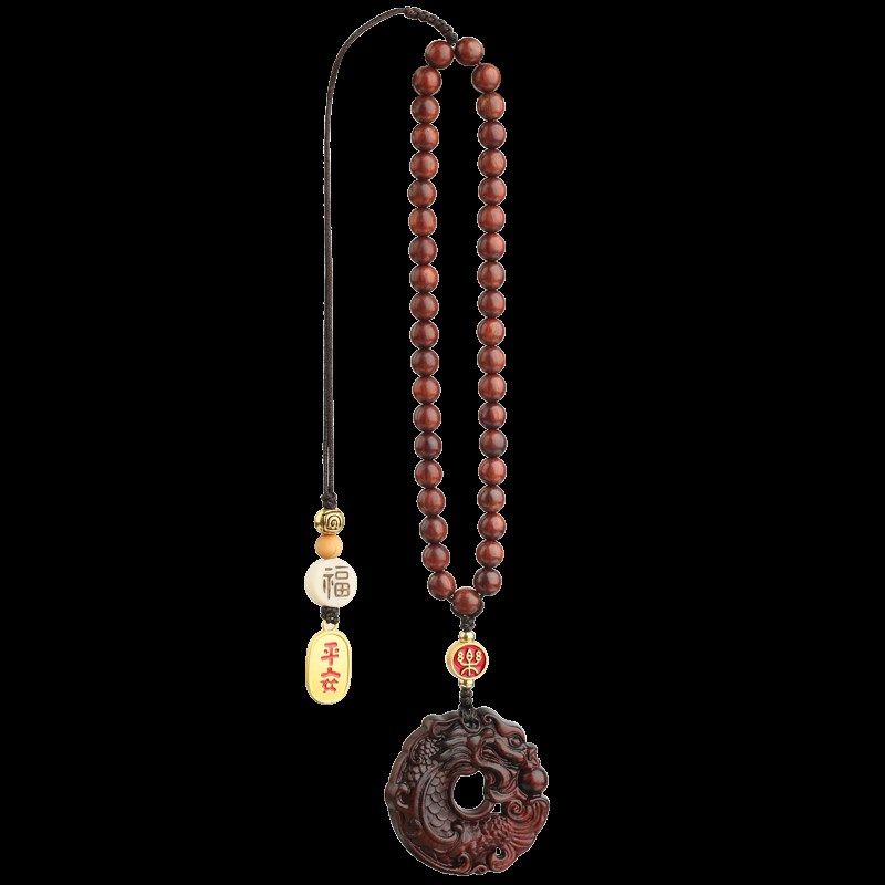 鱼跃龙门高档檀木汽车挂件车内吊饰生肖龙平安车载后视镜挂饰,淘宝优惠券,粉丝福利购,淘宝优惠卷