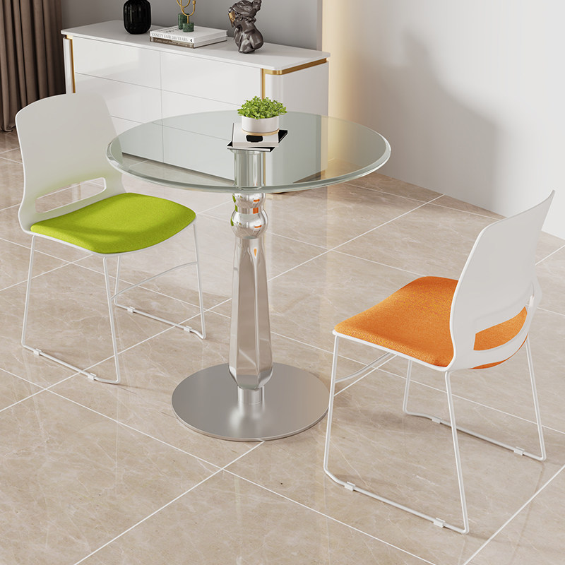 玻璃桌子家用小户型阳台商用接待餐桌洽谈桌椅组合钢化玻璃小圆桌,淘宝优惠券,粉丝福利购,淘宝优惠卷