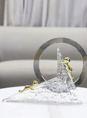 创意水晶金属思考者人物艺术摆件家居客厅电视柜样板间酒店装饰品