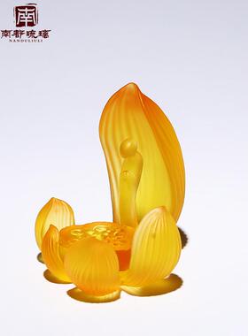 琉璃莲花摆件家用室内香插不落灰高级感香座线香底座新中式熏香炉