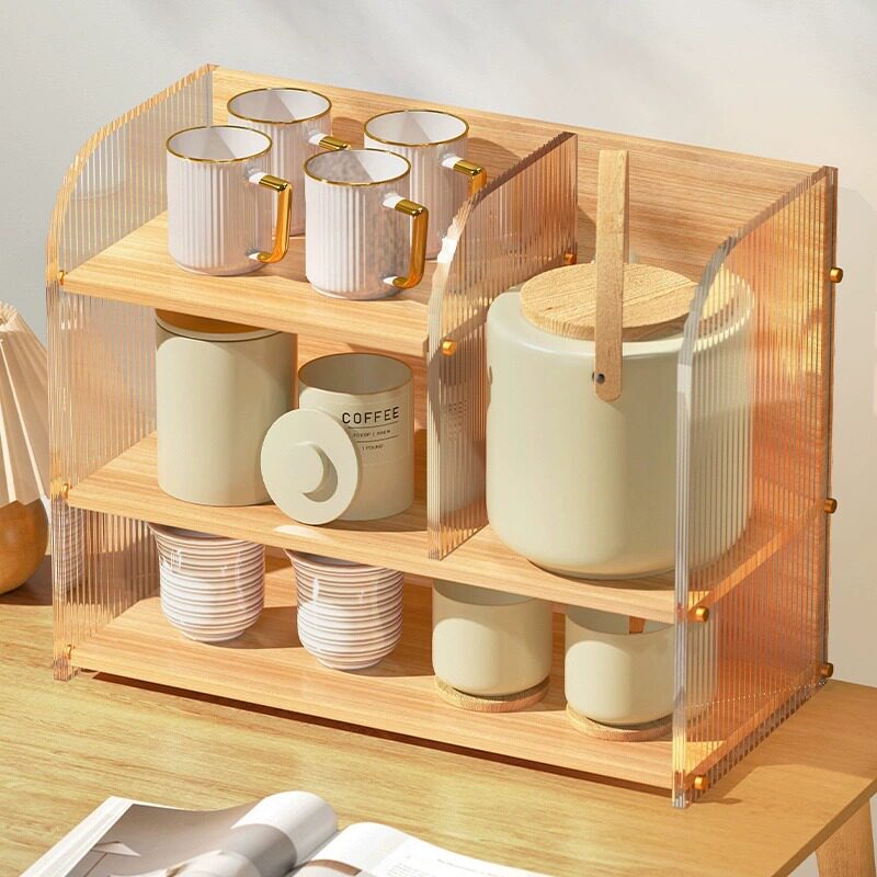 Desktop storage rack dining table water cup storage desk layered cup rack storage rack teacup tea set multi-layer display rack