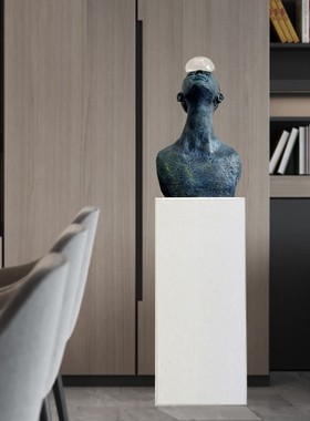 纯白大理石底座基座酒店玄关样板房售楼处走廊过道家居落地摆件