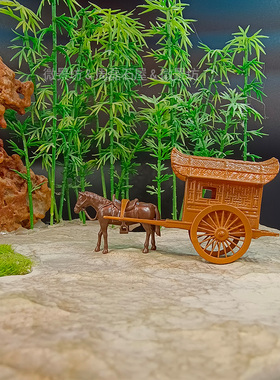 精品创意复古马车工艺品摆件奇石盆景假山鱼缸微景观置景树脂模型