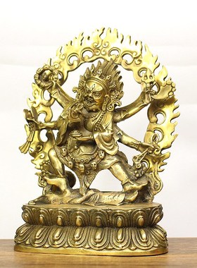 纯铜六臂玛哈嘎拉护法摆件密宗藏传大黑天财神像家居供奉佛像摆设