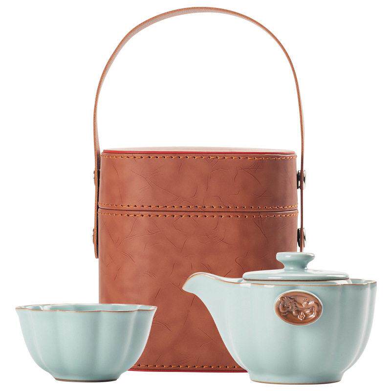 Ruyao Tianqing hand-caught pot teapot ceramic opening piece can support Kungfu tea set household ice crack glaze travel tea set