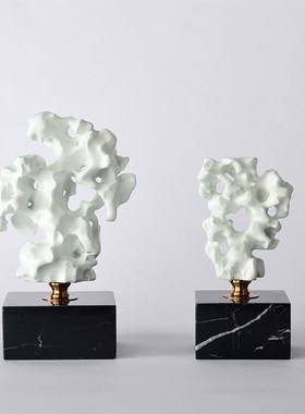 新中式家居工艺品摆件样板房书房客厅酒店前台桌面太湖石装饰配饰