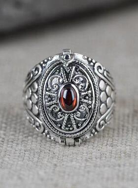 储物空间戒指尼泊尔嘎乌盒男女款复古民族风可打开装东西指环手饰