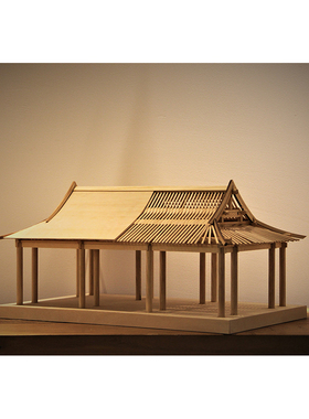 流时间实木手工木艺榫卯拼装古建筑斗拱模型中式书房办公室架摆件