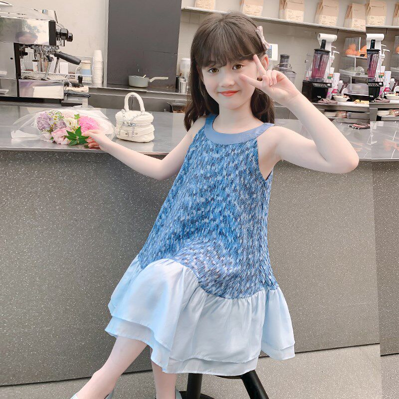 女童连衣裙夏季2024新款儿童洋气时髦吊带公主裙小女孩挂脖裙子薄,淘宝优惠券,粉丝福利购,淘宝优惠卷