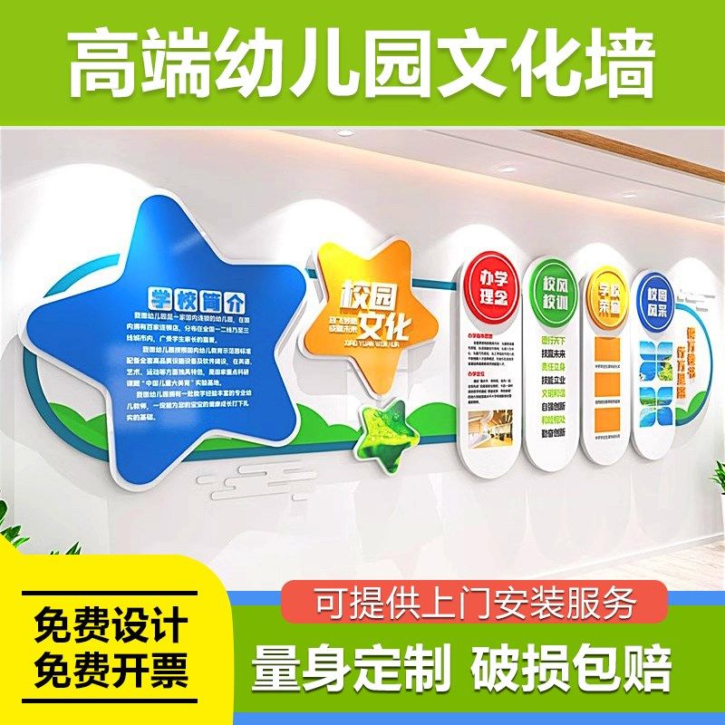 学校园文化墙设计幼儿园楼梯装饰3d背景墙面活动风采学生照片墙贴,淘宝优惠券,粉丝福利购,淘宝优惠卷