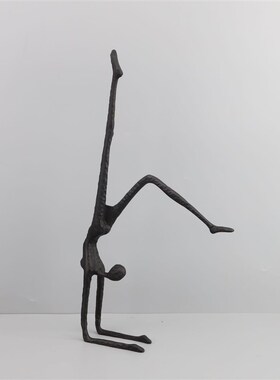 新中式创意抽象黑色跳舞女人物雕塑铸铁摆件别墅客厅家居装饰品