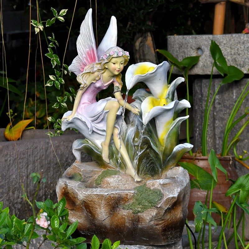 欧式花仙子流水摆件带水泵可循环阳台庭院造景布置入户送礼装饰品,淘宝优惠券,粉丝福利购,淘宝优惠卷