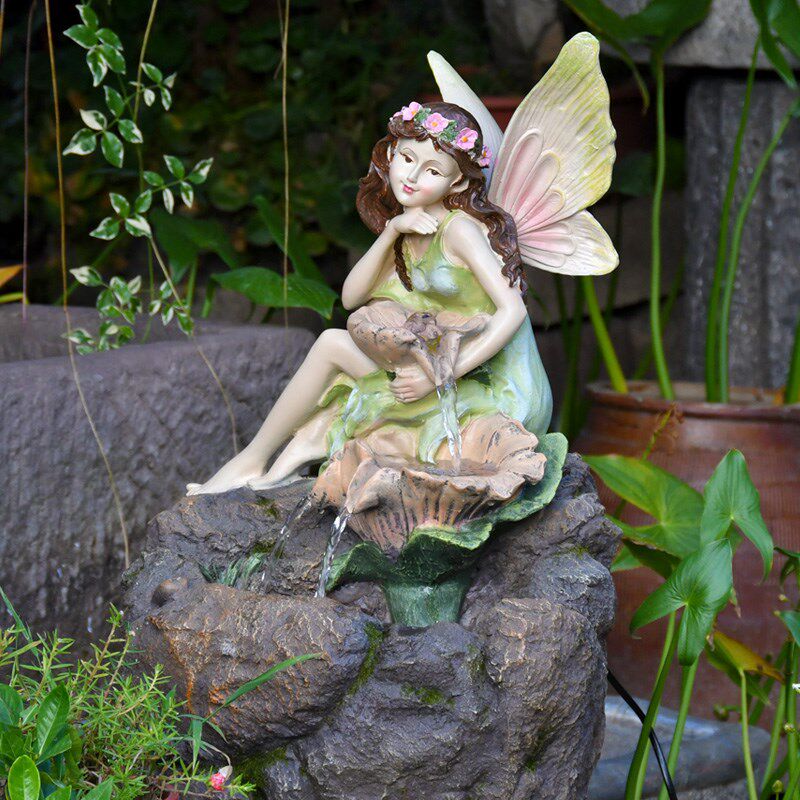 欧式花仙子流水摆件带水泵可循环阳台庭院造景布置入户送礼装饰品,淘宝优惠券,粉丝福利购,淘宝优惠卷