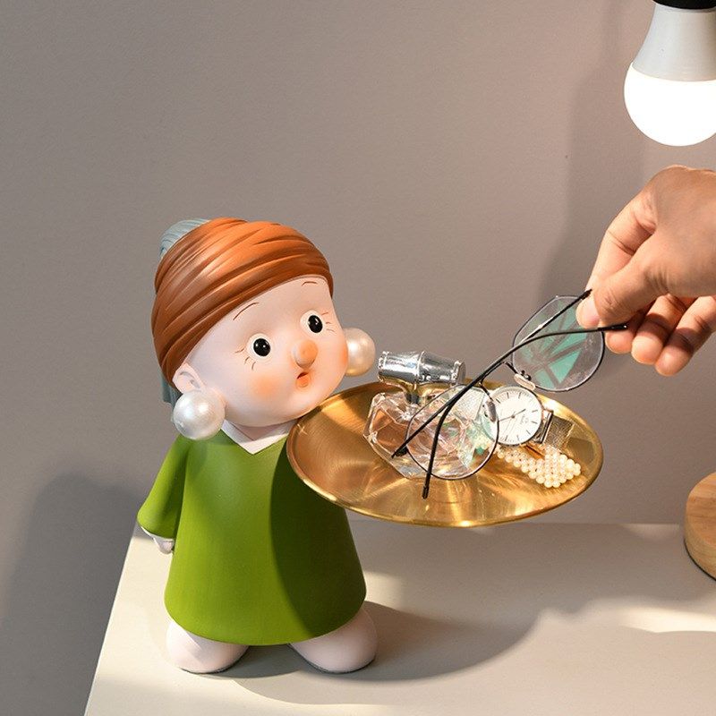 带珍珠耳环少女桌面摆件创意艺术玄关钥匙收纳进门托盘装饰品家居,淘宝优惠券,粉丝福利购,淘宝优惠卷