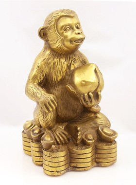 纯铜猴子摆件猴子聚宝盆猴齐天大圣生肖猴家居桌面办公室工艺礼品