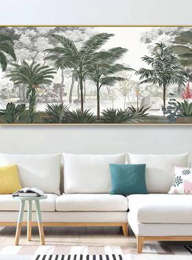 热带植物芭蕉叶挂画东南亚和南海风格客厅装饰画泰国越南餐厅绿色