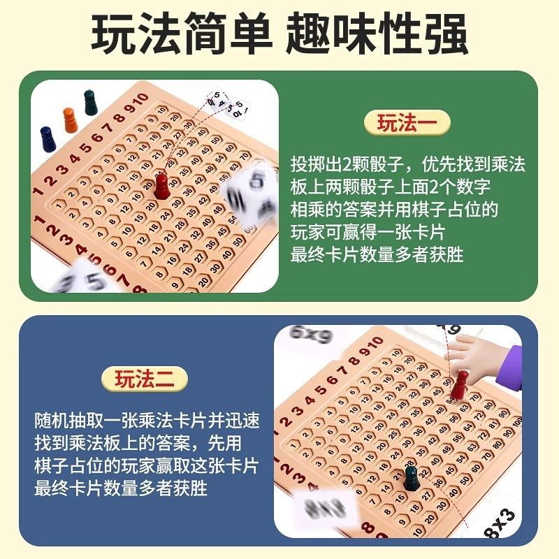 儿童乘法口诀桌游启蒙教具小学生二年级数学益智大脑思维训练玩具,淘宝优惠券,粉丝福利购,淘宝优惠卷
