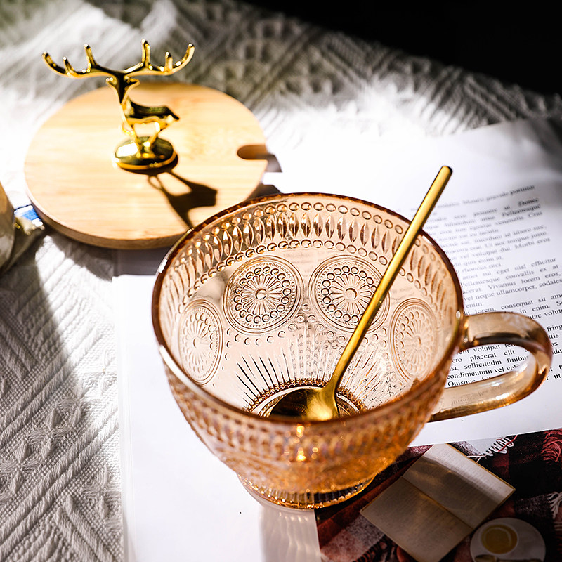 太阳花早餐杯带盖勺大容量燕麦片酸牛奶耐高温玻璃杯子女新款2022,淘宝优惠券,粉丝福利购,淘宝优惠卷