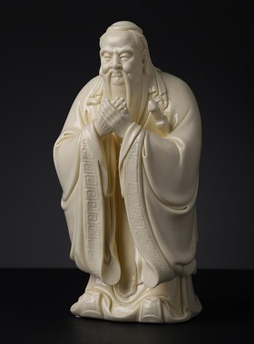 戴玉堂陶瓷孔子摆件孔夫子家居书房桌面书桌孔圣人装饰人物工艺品